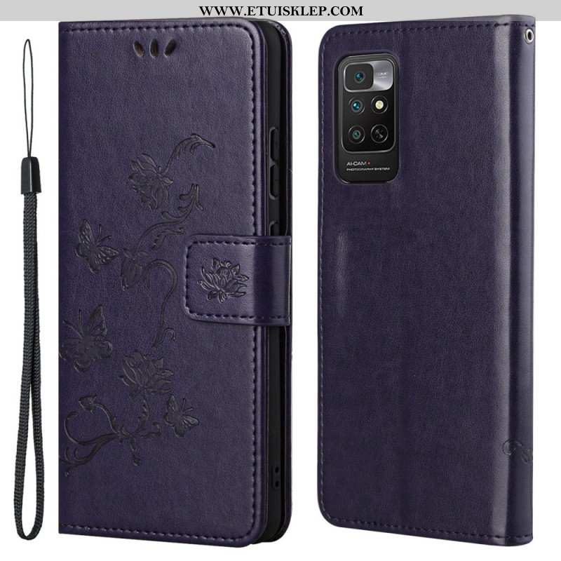 Etui Folio do Xiaomi Redmi Note 11 / 11S z Łańcuch Paski Kwiaty